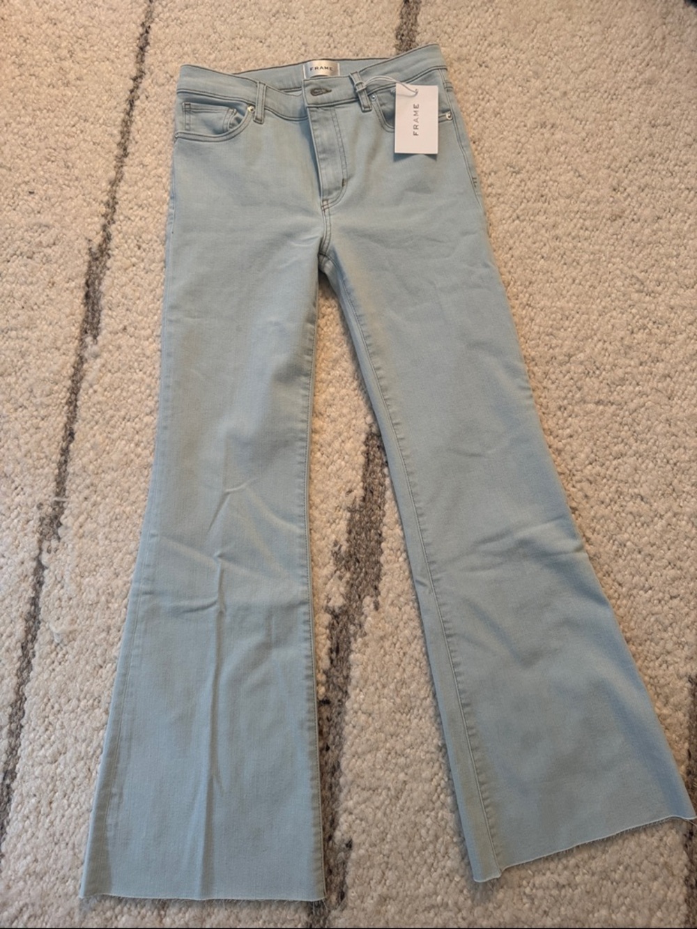 Frame Denim Pale Blue Flare Jeans